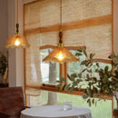 Vintage amber cracked glass led pendant lights kitchen brass accents