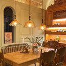 Vintage amber cracked glass led pendant lights kitchen brass accents