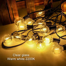 Vintage amber glass 25pcs g40 led string lights for patio and garden