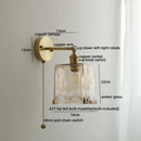 Vintage amber glass copper led wall lamp with pull chain bedroom