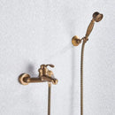 Vintage black brass shower faucet mixer tap set with hand shower