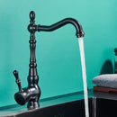 Vintage black bronze kitchen faucet with ornate single lever handle