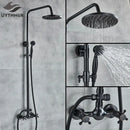Vintage black bronze shower faucet set with handheld – bathroom