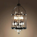 Vintage black crystal bird cage pendant light dining room chandelier