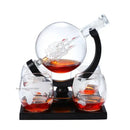 Vintage black earth decanter set dining room etched world map glass