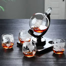 Vintage black earth decanter set dining room etched world map glass