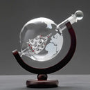 Vintage black earth decanter set dining room etched world map glass