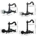 Vintage black swivel wall mounted bathroom faucet with ceramic base