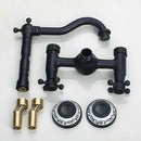 Vintage black swivel wall mounted bathroom faucet with ceramic base