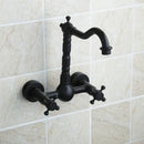Vintage black swivel wall mounted bathroom faucet with ceramic base
