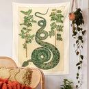 Vintage botanical celestial snake tapestry wall hanging bedroom decor