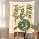 Vintage botanical celestial snake tapestry wall hanging bedroom decor