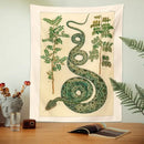 Vintage botanical celestial snake tapestry wall hanging bedroom decor