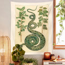 Vintage botanical celestial snake tapestry wall hanging bedroom decor