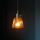 Vintage brass amber glass pendant light for kitchen island