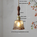 Vintage brass and amber glass pendant light kitchen hanging lamp
