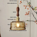 Vintage brass and amber glass pendant light kitchen hanging lamp