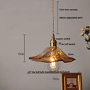 Vintage brass and amber glass pendant light kitchen hanging lamp