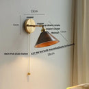 Vintage brass and amber glass wall lamp bedroom scalloped sconce