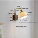 Vintage brass and amber glass wall sconce bedroom ceramic led wall light