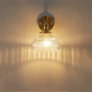 Vintage brass and clear glass wall lamp with pull chain switch bedroom