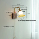 Vintage brass and glass pink led wall lamp bedroom sconce