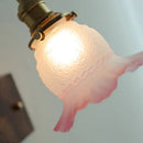 Vintage brass and glass pink led wall lamp bedroom sconce