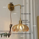 DecorBites™ Green Glass LED Wall Lights Fixture with Pull Chain Switch