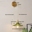 DecorBites™ Green Glass LED Wall Lights Fixture with Pull Chain Switch