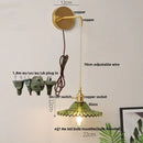 DecorBites™ Green Glass LED Wall Lights Fixture with Pull Chain Switch