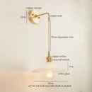 Vintage brass and green glass led wall light bedroom sconce