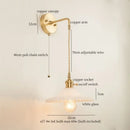 Vintage brass and green glass led wall light bedroom sconce