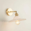 Vintage brass and green glass led wall light bedroom sconce
