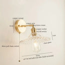 Vintage brass and green glass led wall light bedroom sconce