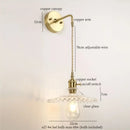 Vintage brass and green glass led wall light bedroom sconce