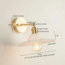 Vintage brass and green glass led wall light bedroom sconce