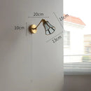 Vintage brass and green glass led wall lights bedroom sconce