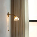 Vintage brass and green glass led wall lights bedroom sconce