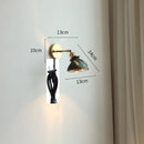 Vintage brass and green glass led wall lights bedroom sconce