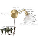 Vintage brass and green glass led wall sconce for bedroom
