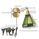 Vintage brass and green glass led wall sconce for bedroom
