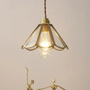 Vintage brass and green glass pendant light bedroom decor