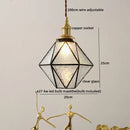Vintage brass and green glass pendant light bedroom decor