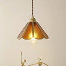 Vintage brass and green glass pendant light bedroom decor