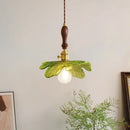 Vintage brass and green leaf led pendant lamp for dining room