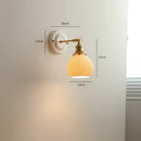 Vintage brass and ribbed glass led wall light bedroom sconce