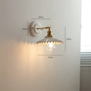 Vintage brass and ribbed glass led wall light bedroom sconce