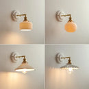 Vintage brass and ribbed glass led wall light bedroom sconce