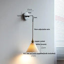 Vintage brass and ribbed glass wall sconce bedroom ceramic led wall