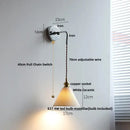 Vintage brass and ribbed glass wall sconce bedroom ceramic led wall